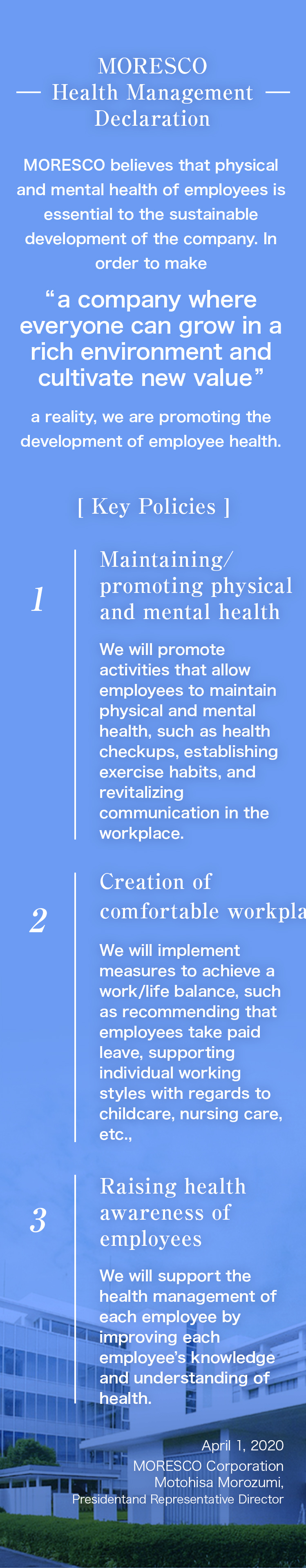 MORESCO Health Management Declaration